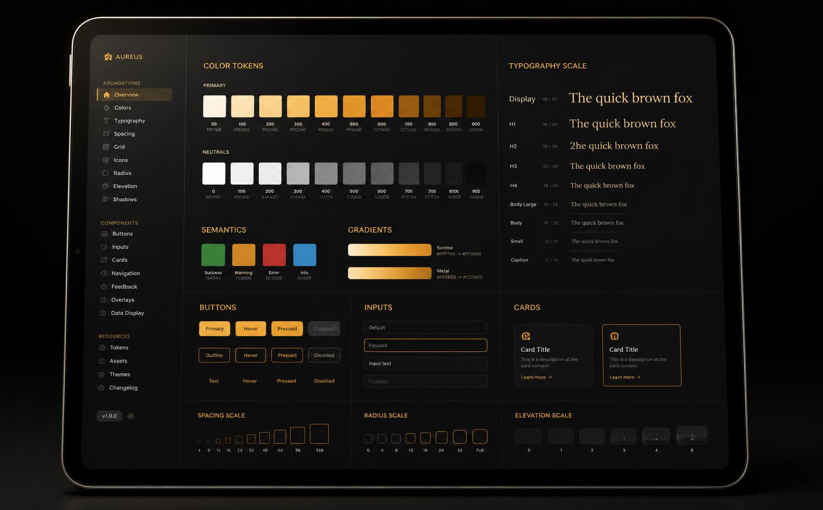 Tablet Design System mockup — Prism — generative campaign engine